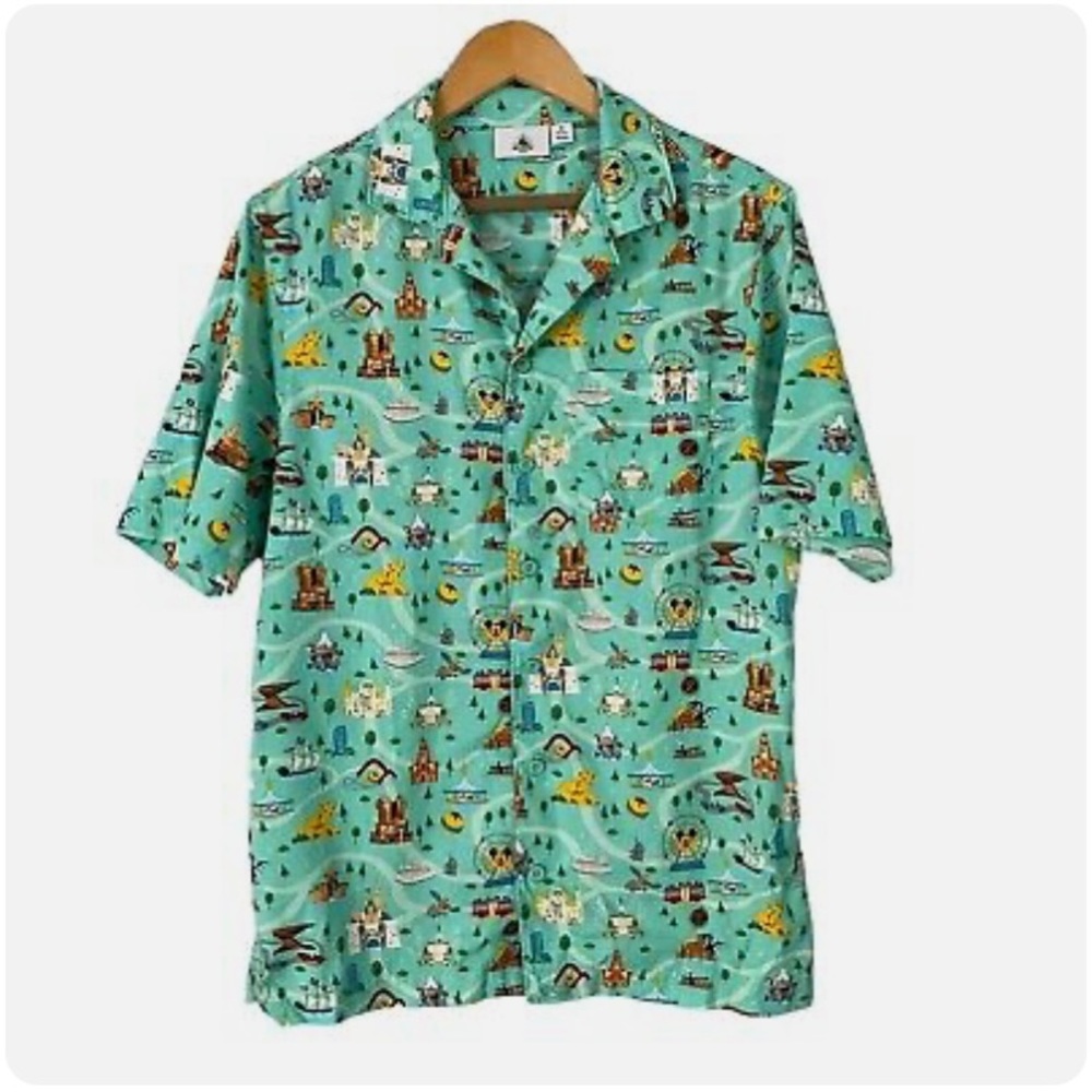 Disney Green Casual Button Down Shirt